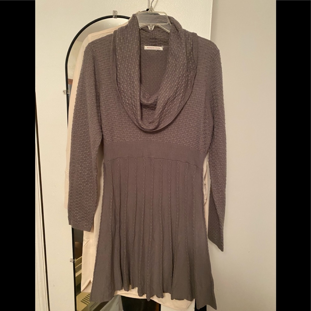 GRAY CAWL NECK DRESS